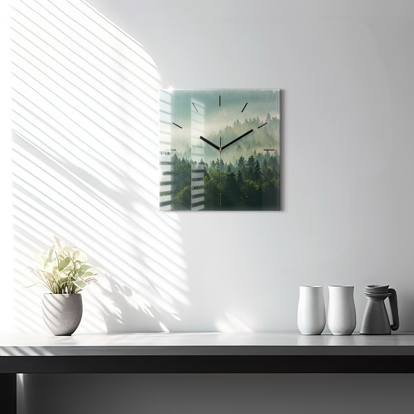 Horloge carrée en verre Lever de soleil sur les Beskides