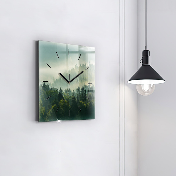 Horloge carrée en verre Lever de soleil sur les Beskides