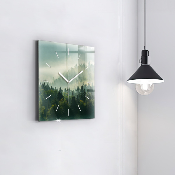 Horloge carrée en verre Lever de soleil sur les Beskides