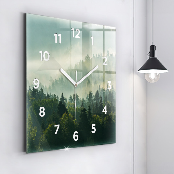 Horloge carrée en verre Lever de soleil sur les Beskides