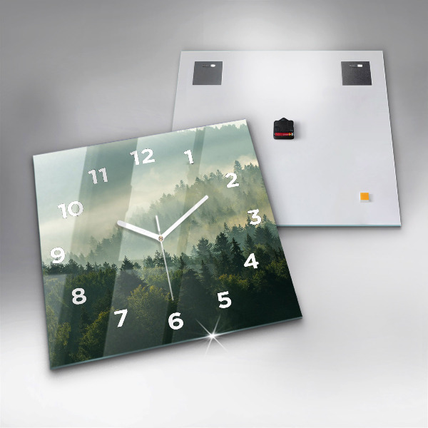 Horloge carrée en verre Lever de soleil sur les Beskides