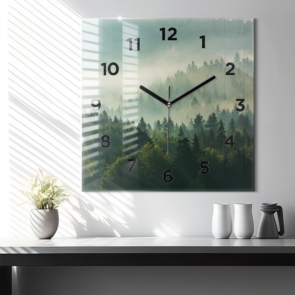 Horloge carrée en verre Lever de soleil sur les Beskides