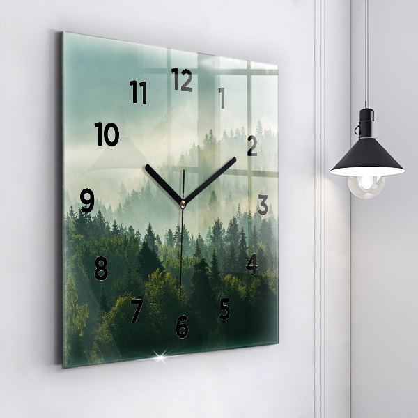 Horloge carrée en verre Lever de soleil sur les Beskides
