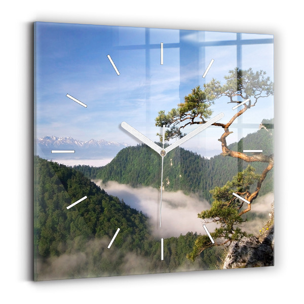 Pendule carrée en verre Pic de Sokolica dans les montagnes des Piénines
