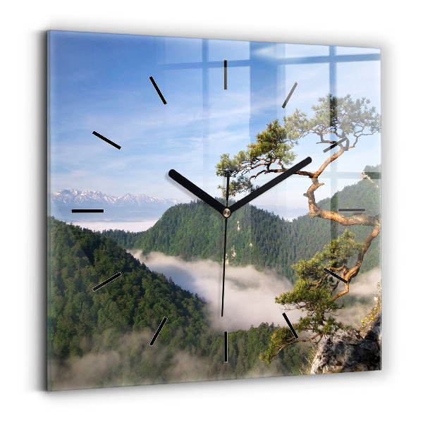 Pendule carrée en verre Pic de Sokolica dans les montagnes des Piénines