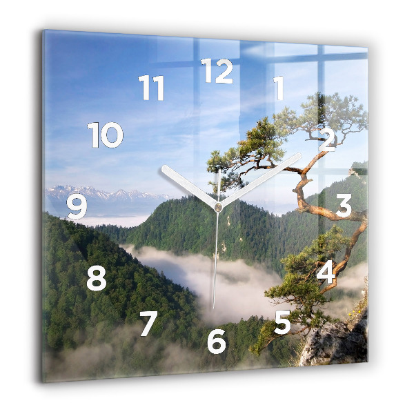 Pendule carrée en verre Pic de Sokolica dans les montagnes des Piénines
