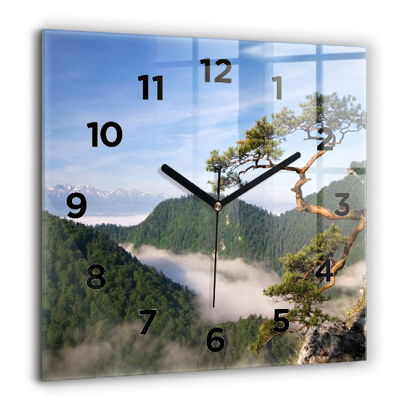 Pendule carrée en verre Pic de Sokolica dans les montagnes des Piénines