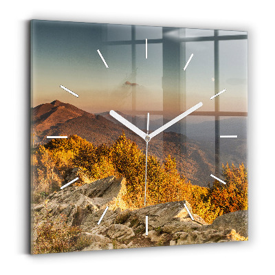 Horloge carrée en verre Les montagnes de Bieszczady