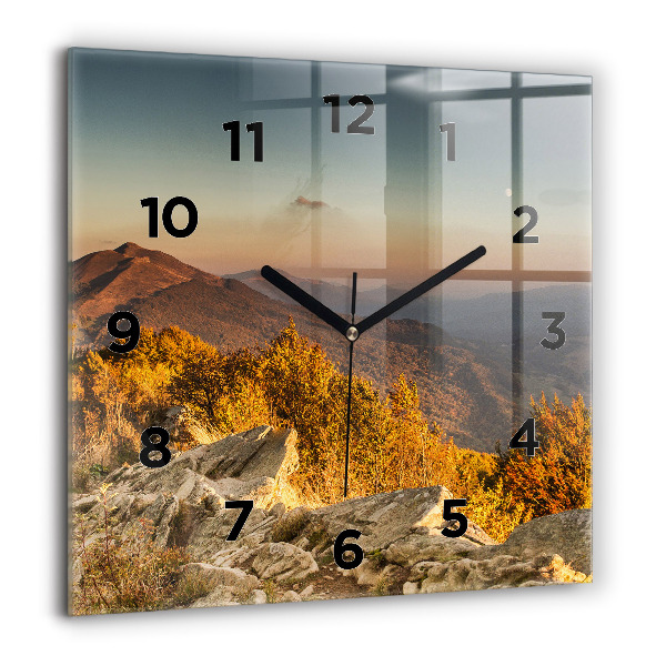 Horloge carrée en verre Les montagnes de Bieszczady