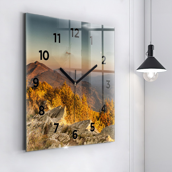 Horloge carrée en verre Les montagnes de Bieszczady