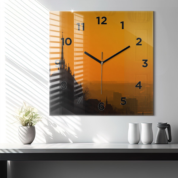 Pendule carrée en verre Vue de la cathédrale de Brno