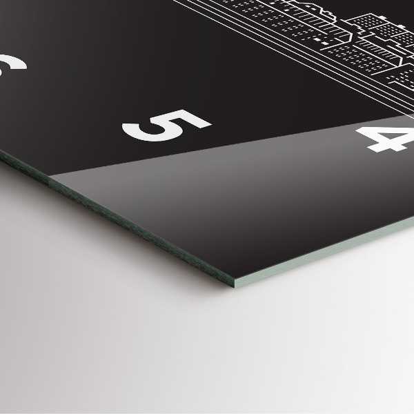 Horloge carrée en verre 'Dessin de la ville d''Ostrava'