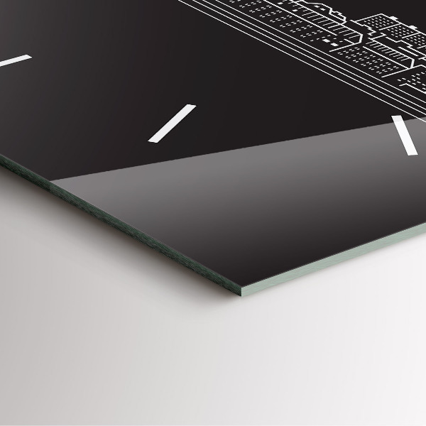 Horloge carrée en verre 'Dessin de la ville d''Ostrava'