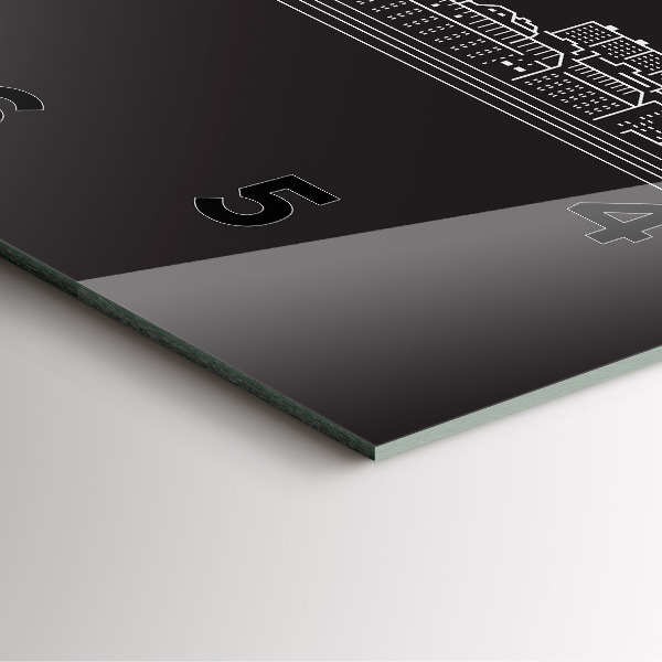 Horloge carrée en verre 'Dessin de la ville d''Ostrava'