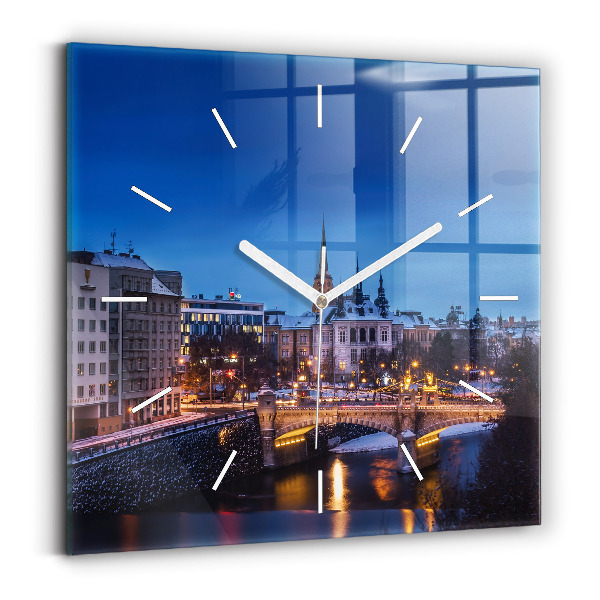 Horloge carrée en verre Panorama de la ville de Plzeň