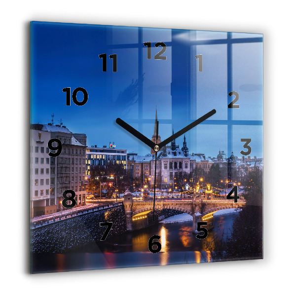 Horloge carrée en verre Panorama de la ville de Plzeň