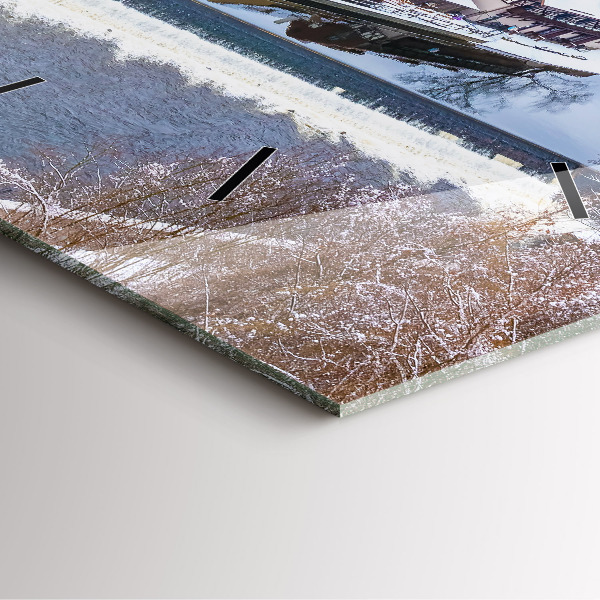 Pendule carrée en verre Panorama de la ville en hiver