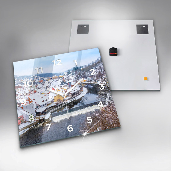 Pendule carrée en verre Panorama de la ville en hiver