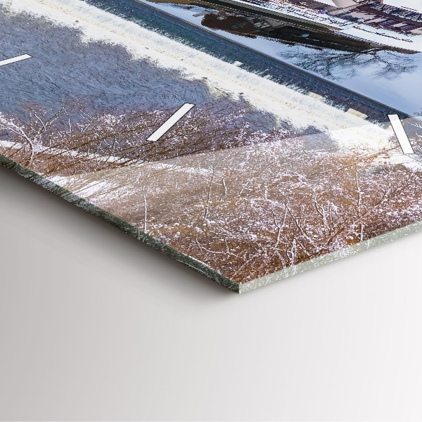 Pendule carrée en verre Panorama de la ville en hiver