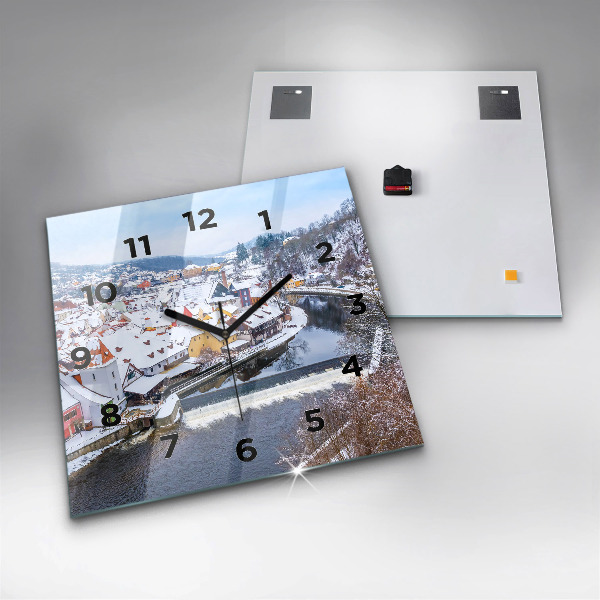 Pendule carrée en verre Panorama de la ville en hiver