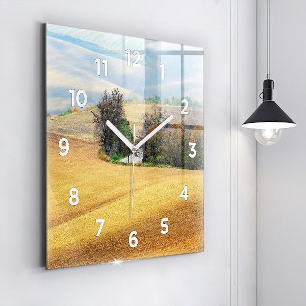 Horloge murale carrée Paysage rural de Moravie