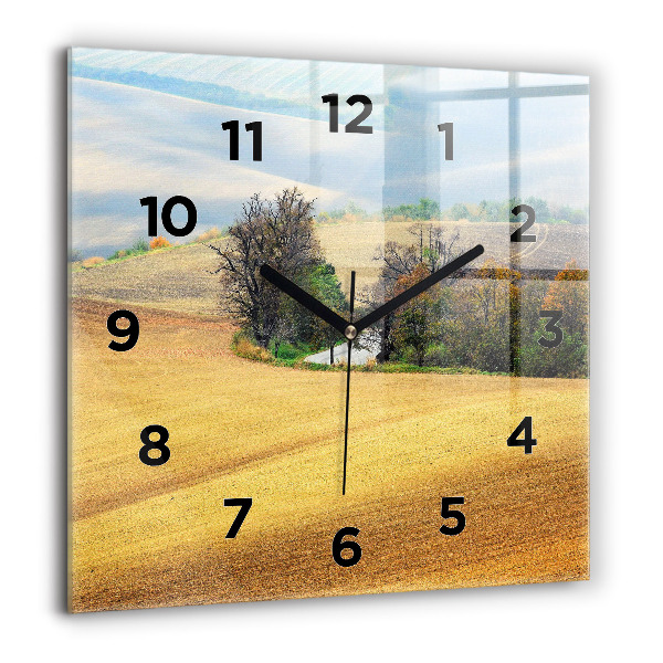 Horloge murale carrée Paysage rural de Moravie