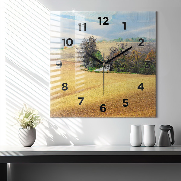 Horloge murale carrée Paysage rural de Moravie