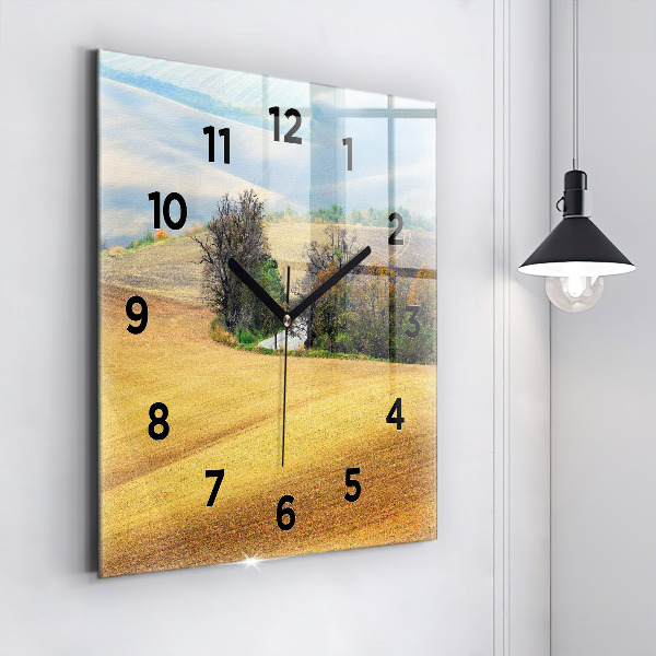 Horloge murale carrée Paysage rural de Moravie