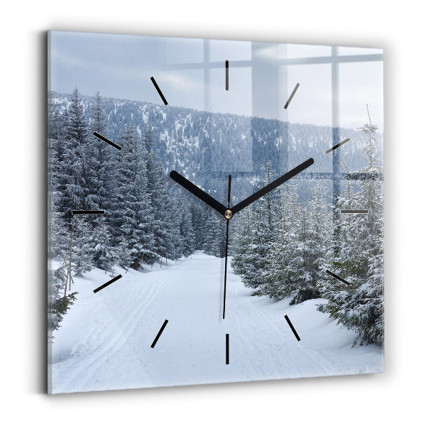 Horloge murale carrée Les monts des Géants tchèques en hiver