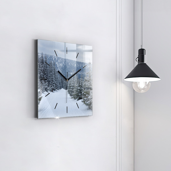 Horloge murale carrée Les monts des Géants tchèques en hiver