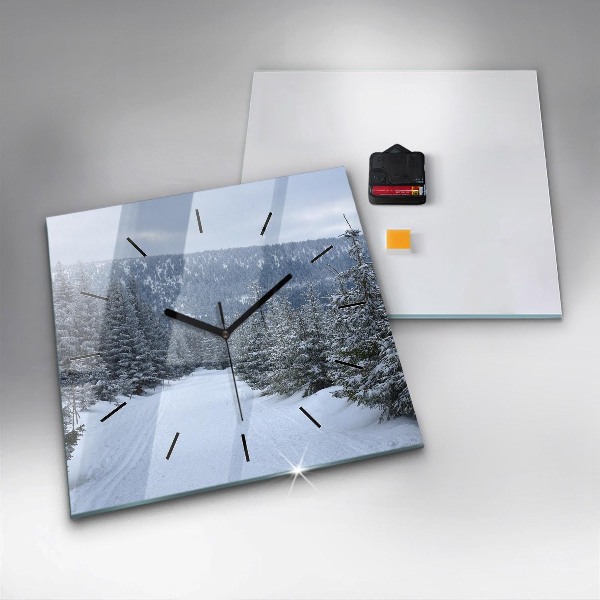 Horloge murale carrée Les monts des Géants tchèques en hiver