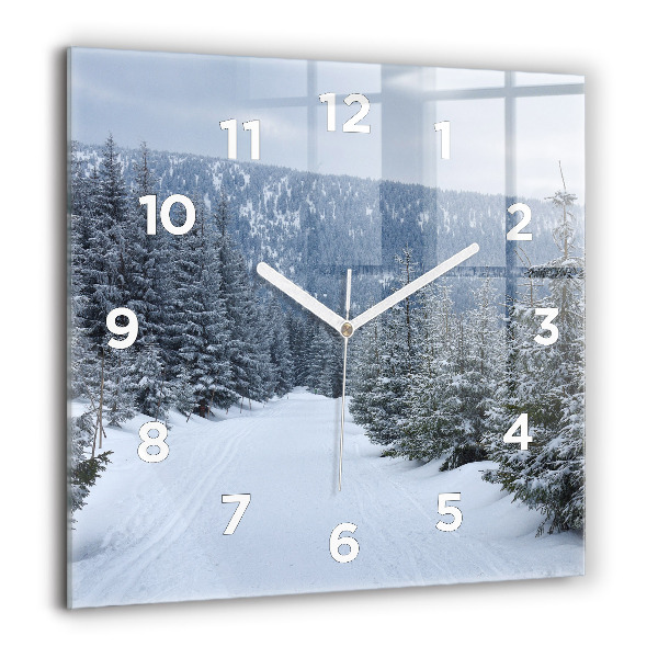 Horloge murale carrée Les monts des Géants tchèques en hiver