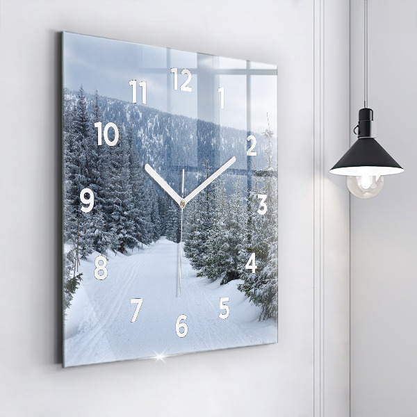 Horloge murale carrée Les monts des Géants tchèques en hiver