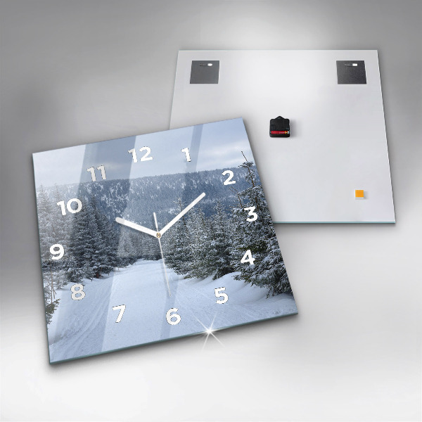 Horloge murale carrée Les monts des Géants tchèques en hiver