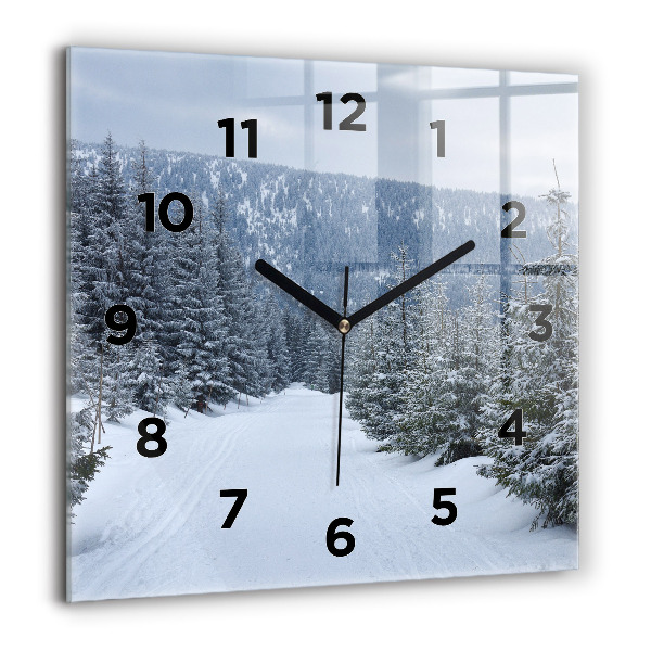 Horloge murale carrée Les monts des Géants tchèques en hiver
