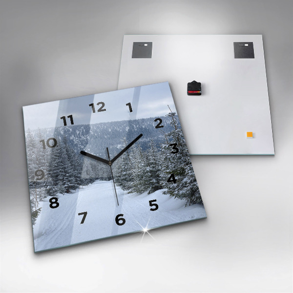 Horloge murale carrée Les monts des Géants tchèques en hiver