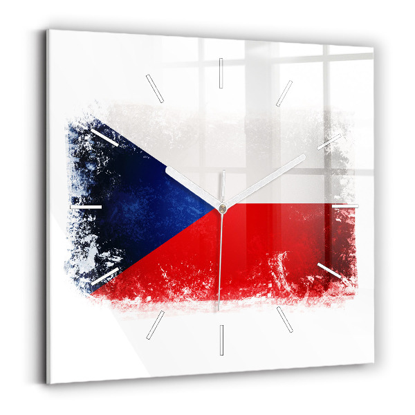 Horloge carrée en verre drapeau tchèque