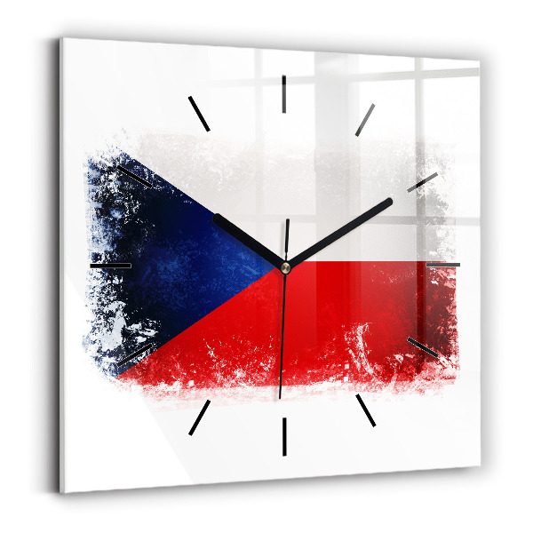 Horloge carrée en verre drapeau tchèque