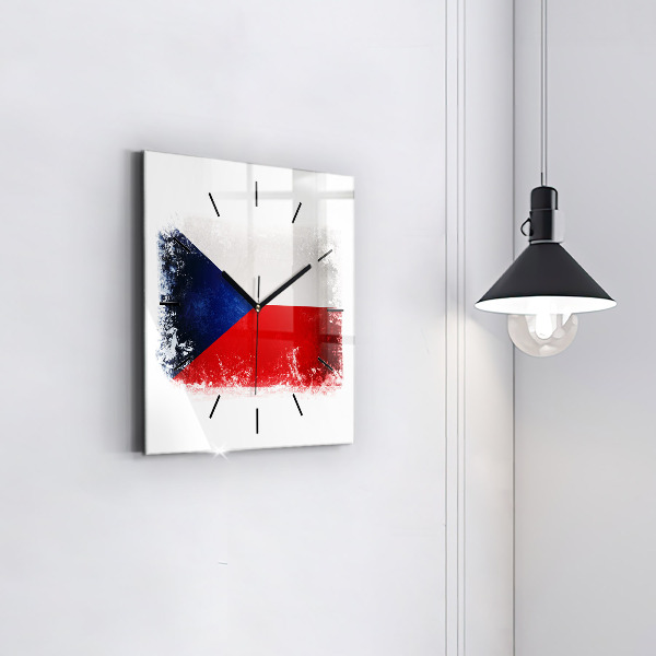Horloge carrée en verre drapeau tchèque