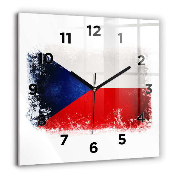 Horloge carrée en verre drapeau tchèque