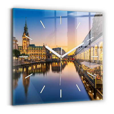 Horloge carrée en verre Hôtel de ville de Hambourg