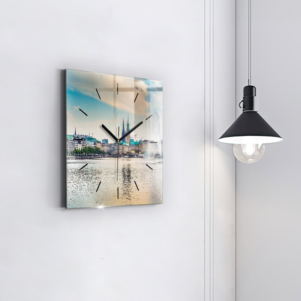 Horloge murale carrée Binnenalster à Hambourg