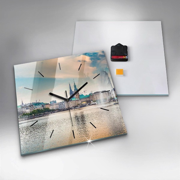 Horloge murale carrée Binnenalster à Hambourg