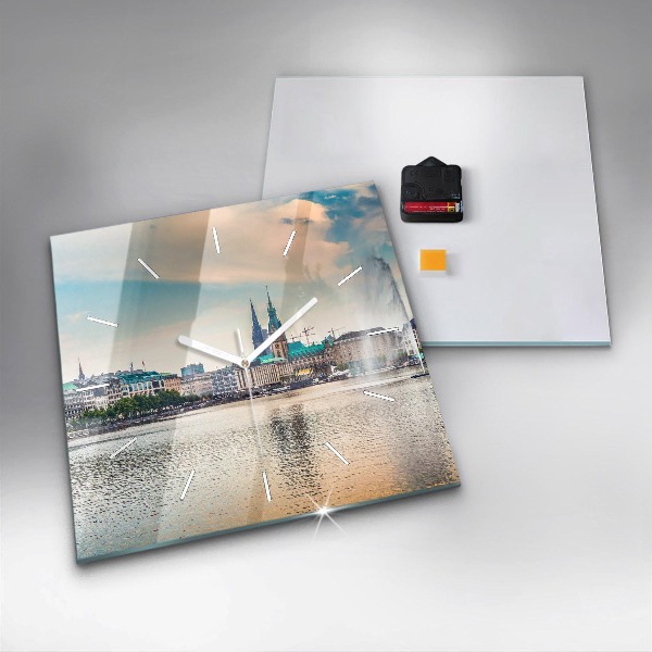 Horloge murale carrée Binnenalster à Hambourg