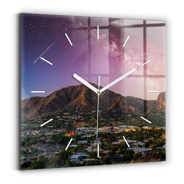 Horloge murale carrée Paysage de montagne