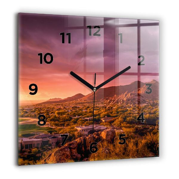 Horloge murale carrée Coucher de soleil au nord de Scottsdale
