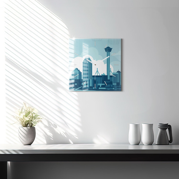 Horloge murale carrée 'L''architecture aux États-Unis'