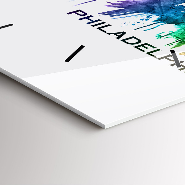 Horloge murale carrée Philadelphie colorée