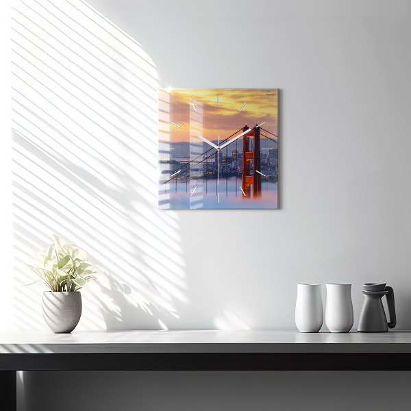 Horloge carrée en verre Pont de San Francisco