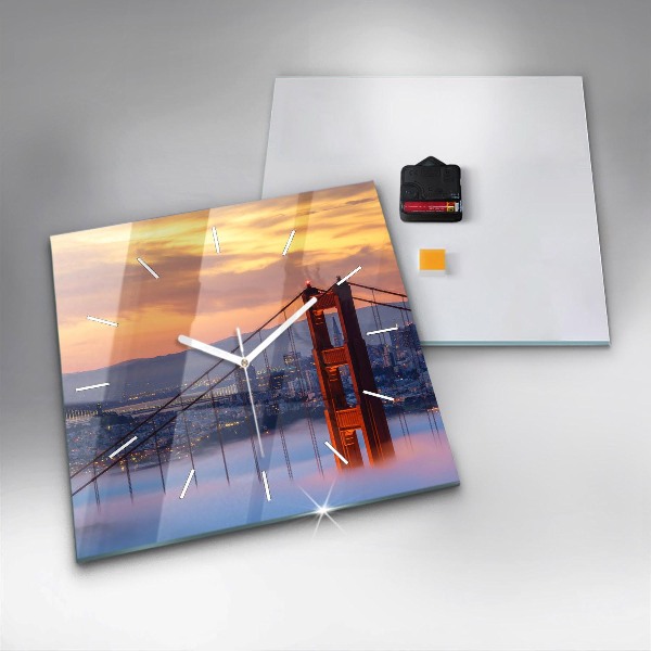Horloge carrée en verre Pont de San Francisco